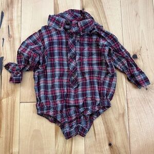 GAP Kids Red Blue Plaid Button Down Shirt